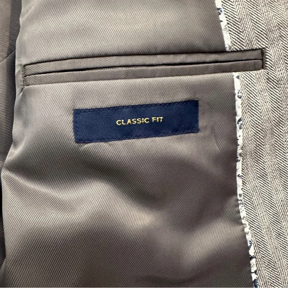 Stafford Linen Cotton Blend Classic Fit Suit Blazer Men’s Size 46 Reg Gray